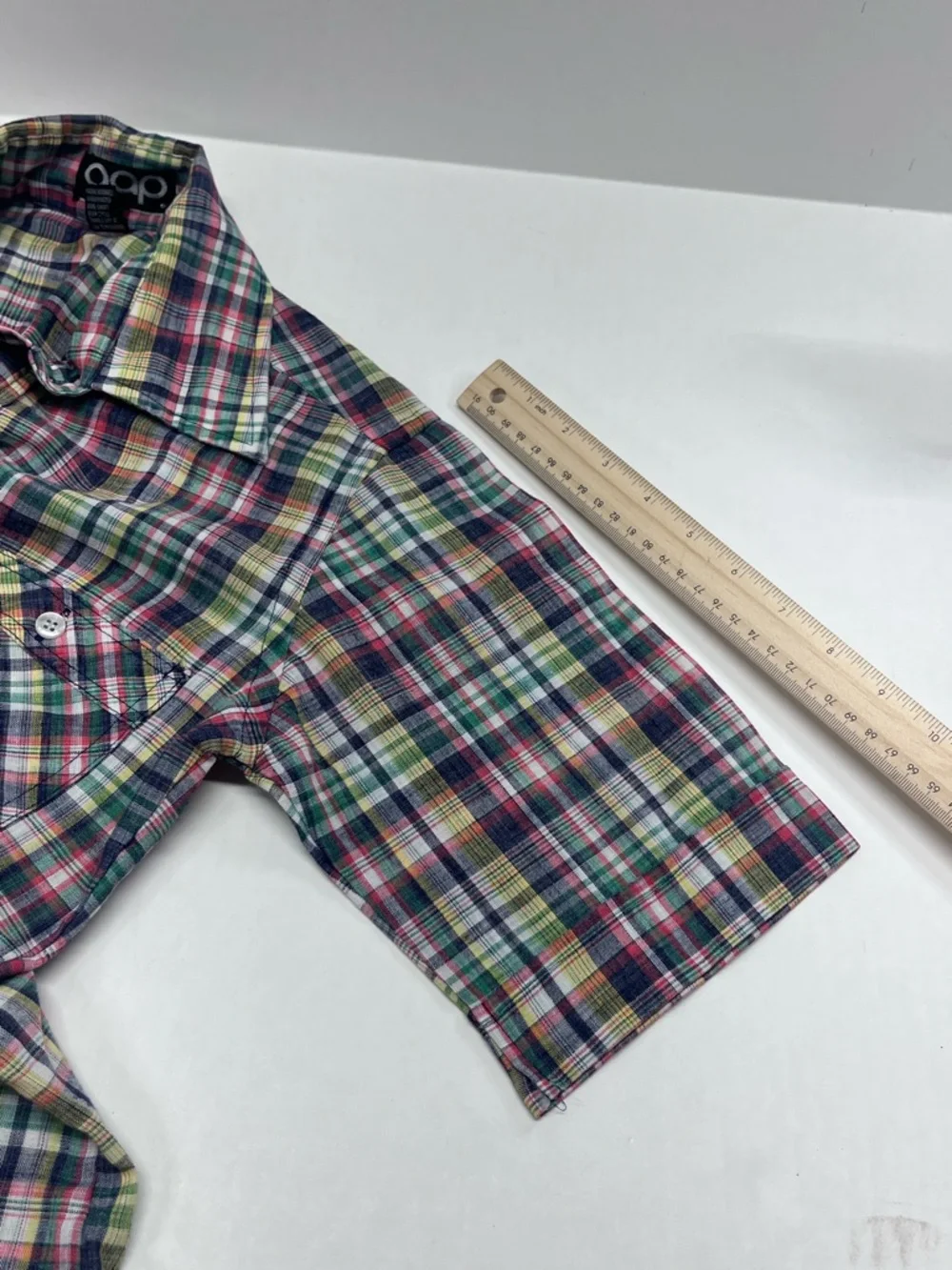 Vintage 70s GAP Multicolor Plaid Button-Down Shirt Womens Butterfly Collar - Picture 9 of 12